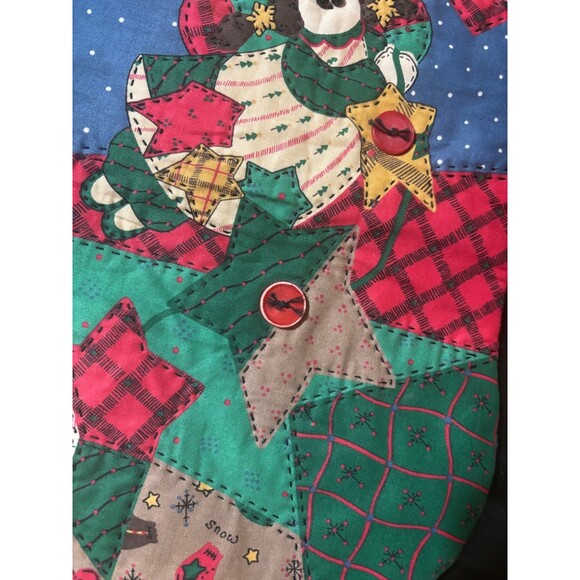 Handmade Christmas Stocking Patchwork Quilt Farmhouse Shabby 17" ANGEL BUTTONS - Picture 4 of 10